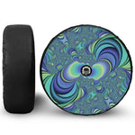 Blue Fractal Print Tire Cover With Camera Hole