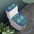 Blue Fractal Print Toilet Lid And Tank Cover Set