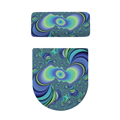 Blue Fractal Print Toilet Lid And Tank Cover Set