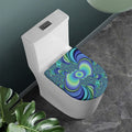Blue Fractal Print Toilet Lid Cover