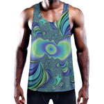 Blue Fractal Print Training Tank Top