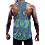Blue Fractal Print Training Tank Top