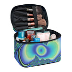 Blue Fractal Print Travel Makeup Bag