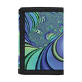 Blue Fractal Print Trifold Wallet
