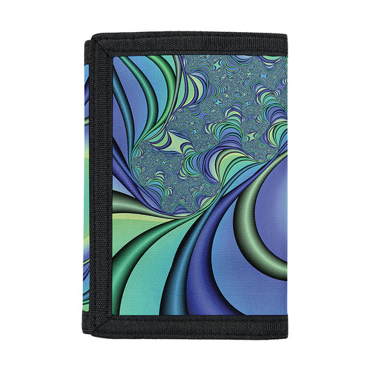 Blue Fractal Print Trifold Wallet