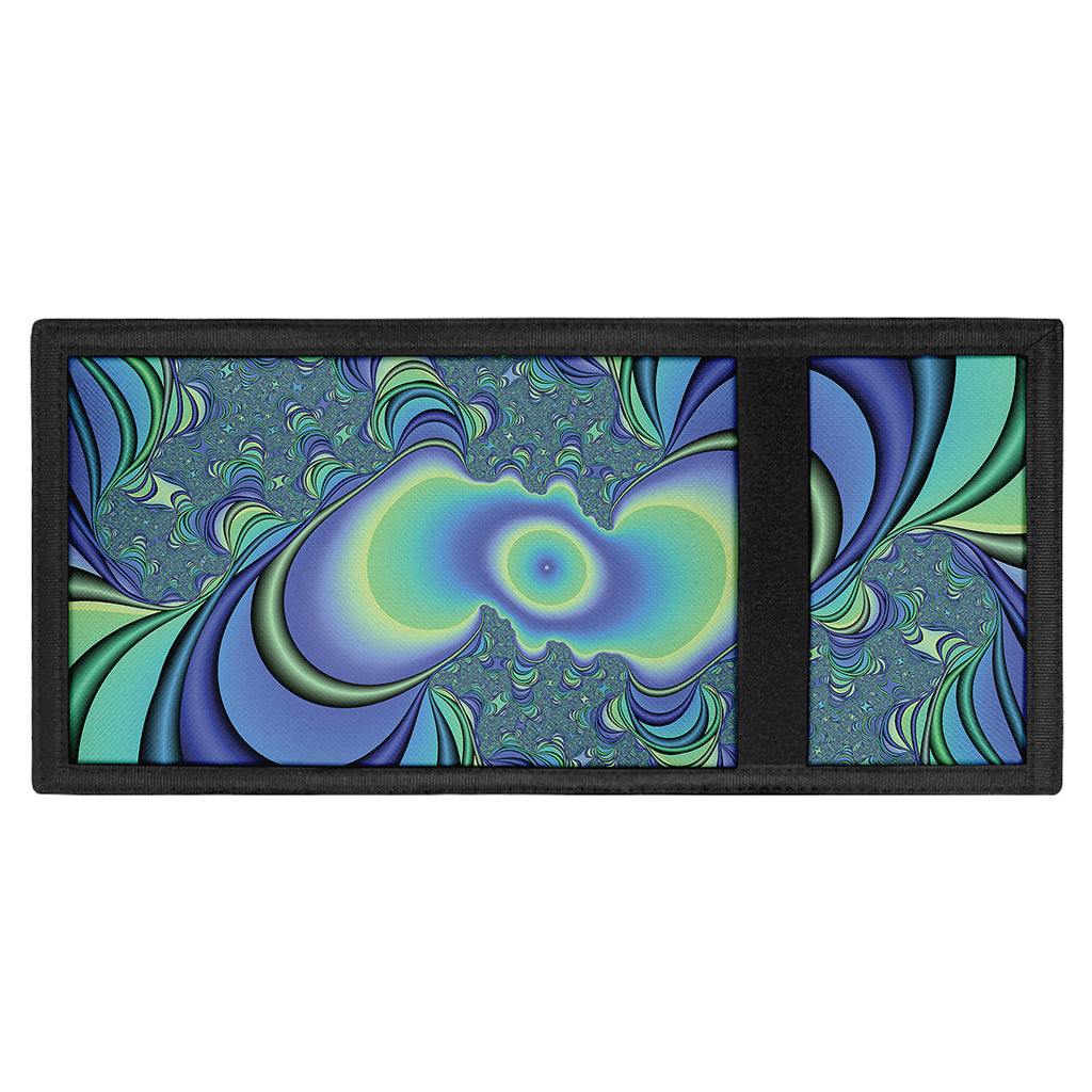 Blue Fractal Print Trifold Wallet