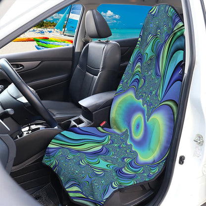 Blue Fractal Print Waterproof Car Seat Cover