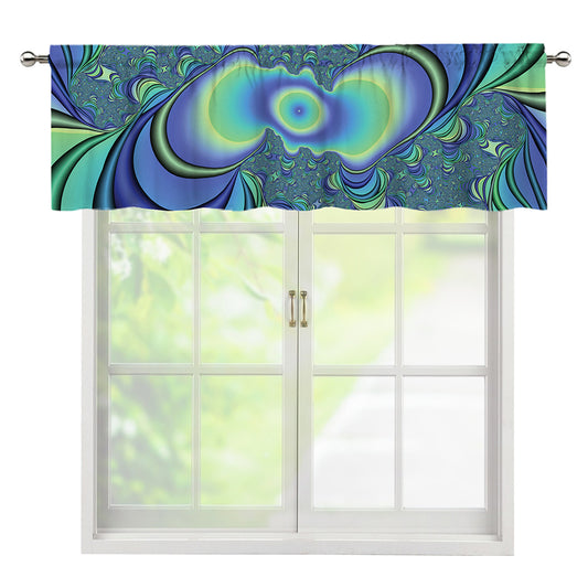 Blue Fractal Print Window Valance