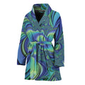Blue Fractal Print Women's Bathrobe
