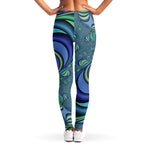 Blue Fractal Print Women's Leggings