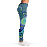 Blue Fractal Print Women's Leggings