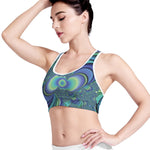 Blue Fractal Print Women's Sports Bra