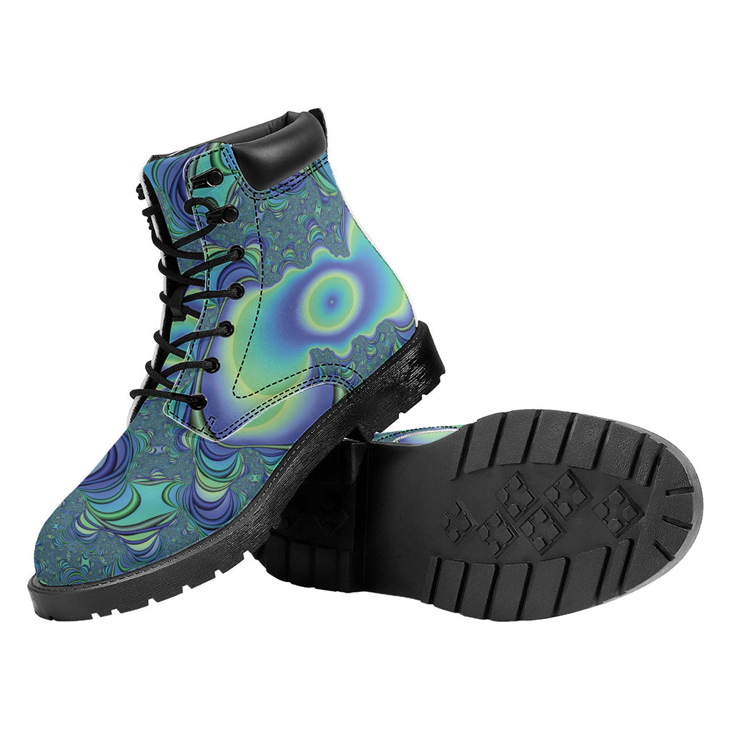 Blue Fractal Print Work Boots
