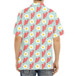 Blue Fried Egg And Bacon Pattern Print Aloha Shirt