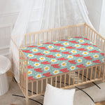 Blue Fried Egg And Bacon Pattern Print Baby Crib Sheet