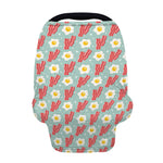 Blue Fried Egg And Bacon Pattern Print Baby Seat Cover