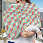 Blue Fried Egg And Bacon Pattern Print Baby Seat Cover