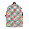 Blue Fried Egg And Bacon Pattern Print School Backpack