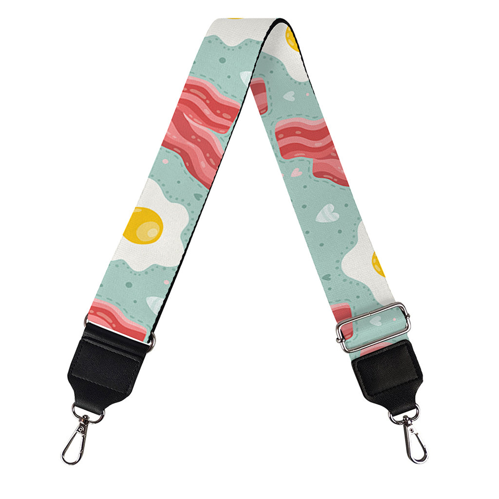 Blue Fried Egg And Bacon Pattern Print Bag Strap