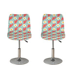 Blue Fried Egg And Bacon Pattern Print Bar Stool Covers