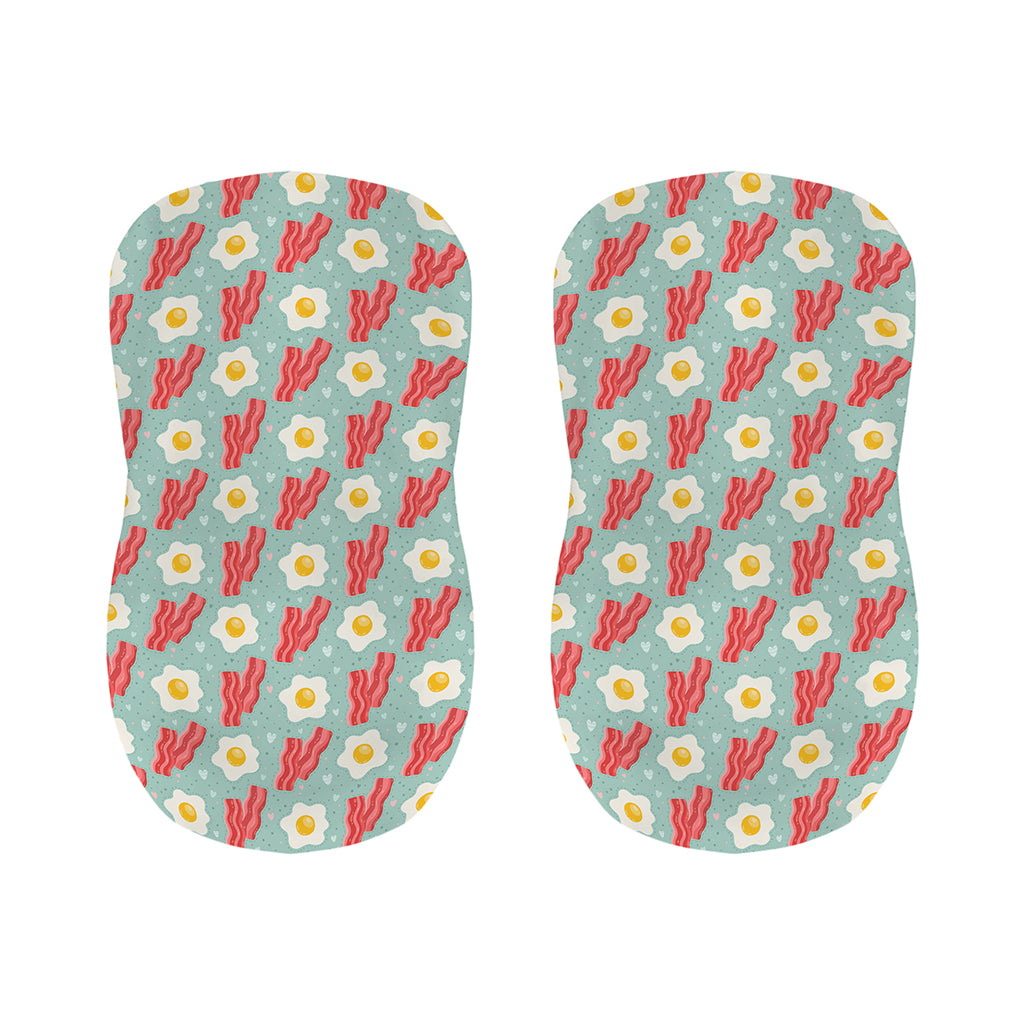 Blue Fried Egg And Bacon Pattern Print Bar Stool Covers