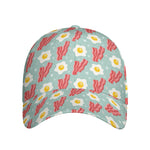 Blue Fried Egg And Bacon Pattern Print Baseball Cap