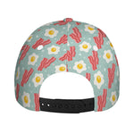 Blue Fried Egg And Bacon Pattern Print Baseball Cap