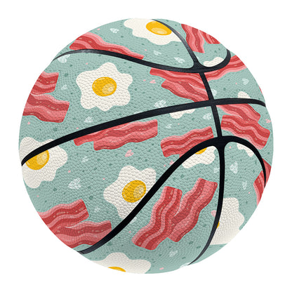 Blue Fried Egg And Bacon Pattern Print Basketball