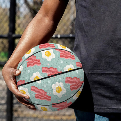 Blue Fried Egg And Bacon Pattern Print Basketball