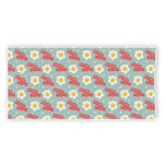 Blue Fried Egg And Bacon Pattern Print Beach Towel