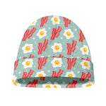 Blue Fried Egg And Bacon Pattern Print Beanie