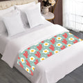 Blue Fried Egg And Bacon Pattern Print Bed Runner