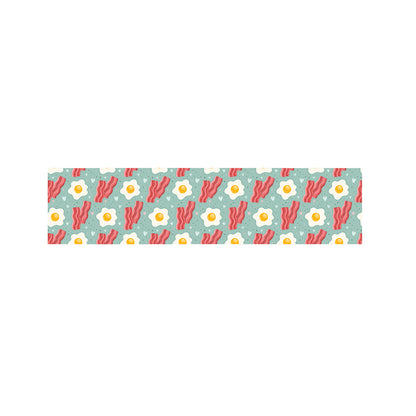Blue Fried Egg And Bacon Pattern Print Bed Runner
