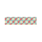 Blue Fried Egg And Bacon Pattern Print Bed Runner