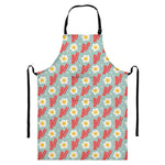 Blue Fried Egg And Bacon Pattern Print Bib Apron With Pocket