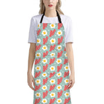 Blue Fried Egg And Bacon Pattern Print Bib Apron With Pocket