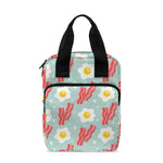 Blue Fried Egg And Bacon Pattern Print Bible Tote Bag