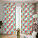 Blue Fried Egg And Bacon Pattern Print Blackout Pencil Pleat Curtains