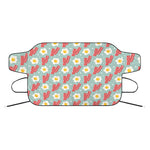 Blue Fried Egg And Bacon Pattern Print Car Windshield Snow Cover