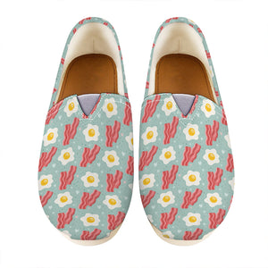 Blue Fried Egg And Bacon Pattern Print Casual Shoes