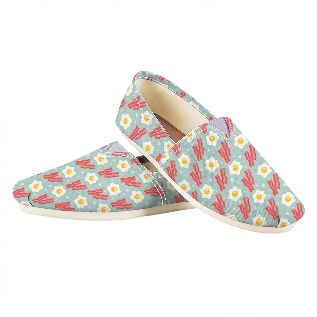 Blue Fried Egg And Bacon Pattern Print Casual Shoes