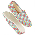 Blue Fried Egg And Bacon Pattern Print Casual Shoes