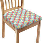 Blue Fried Egg And Bacon Pattern Print Chair Cushion Cover