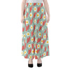 Blue Fried Egg And Bacon Pattern Print Chiffon Maxi Skirt