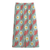 Blue Fried Egg And Bacon Pattern Print Cotton Front Slit Maxi Skirt