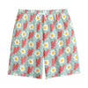 Blue Fried Egg And Bacon Pattern Print Cotton Shorts