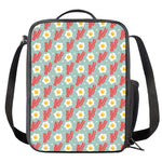 Blue Fried Egg And Bacon Pattern Print Crossbody Lunch Bag