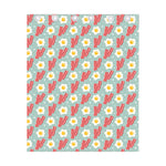 Blue Fried Egg And Bacon Pattern Print Curtain