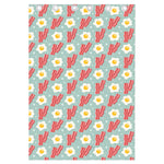 Blue Fried Egg And Bacon Pattern Print Curtain