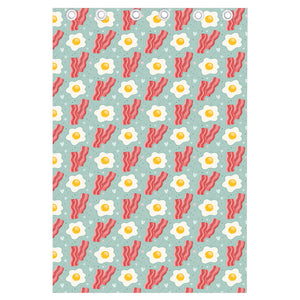 Blue Fried Egg And Bacon Pattern Print Curtain